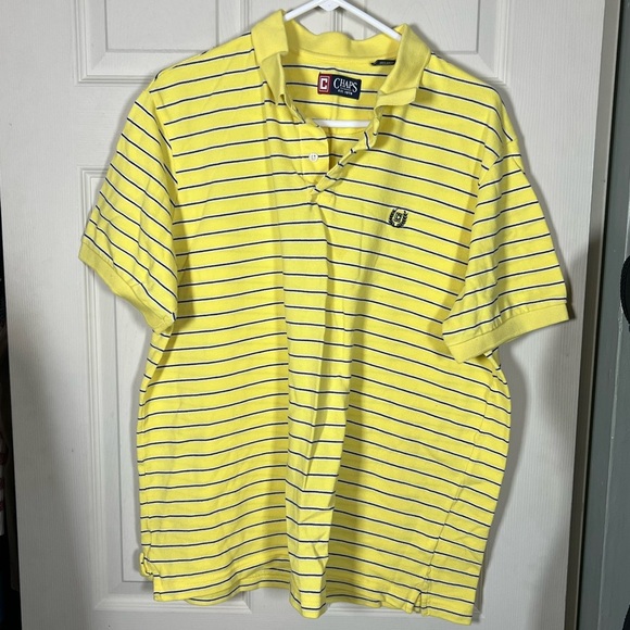 Chaps Bright Yellow and Navy Striped Polo Shirt - Picture 1 of 3
